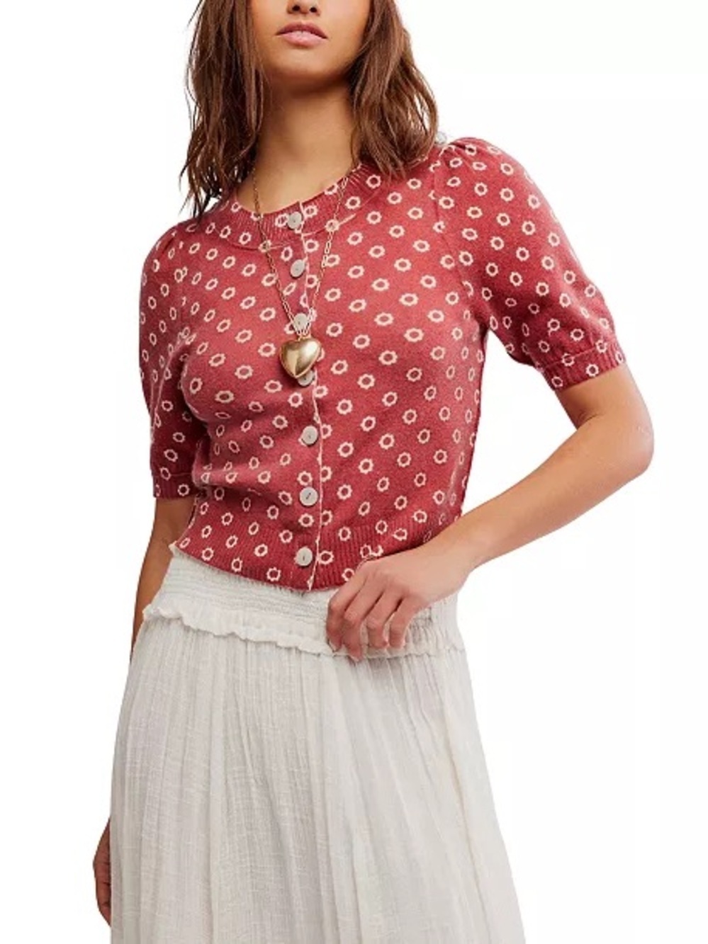 40.| Free People | Isla short-sleeve cardigan | Wool and Cashmere blend | L